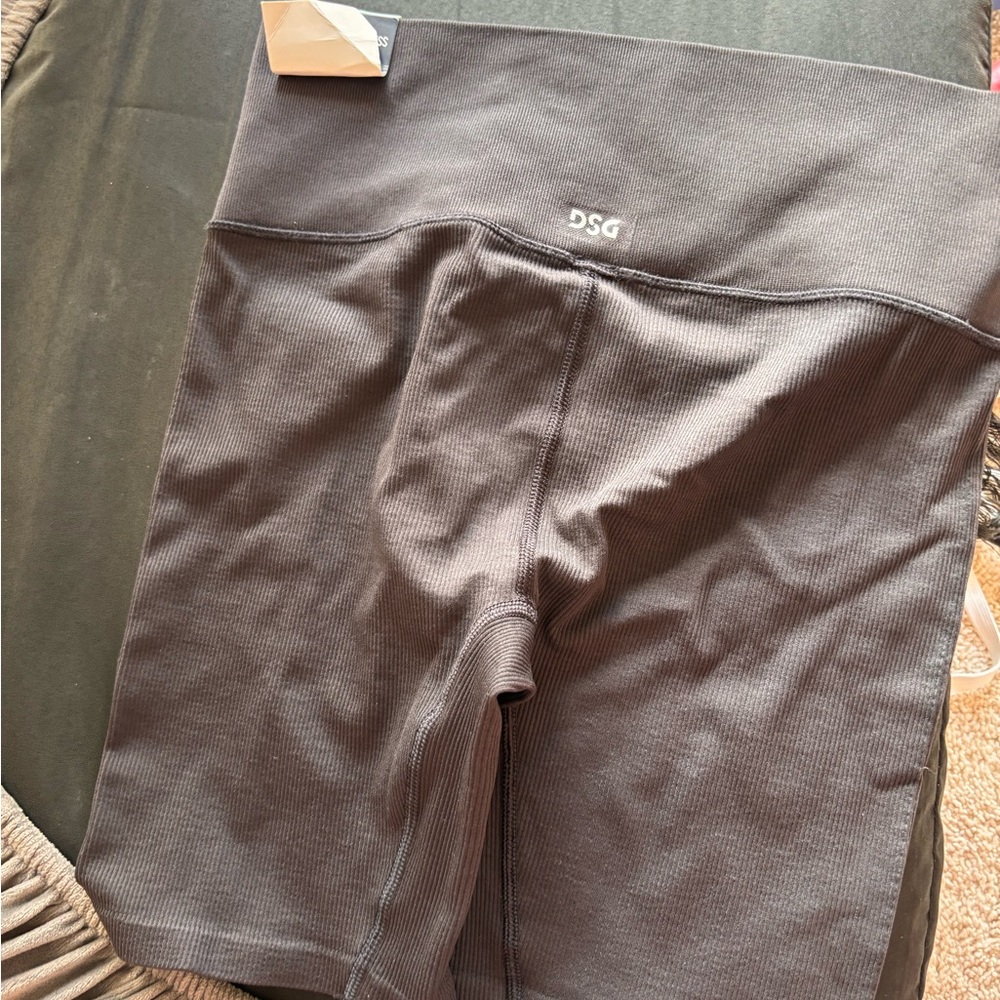 DSG Ribbed High-Waist Bike Shorts in Charcoal Gray